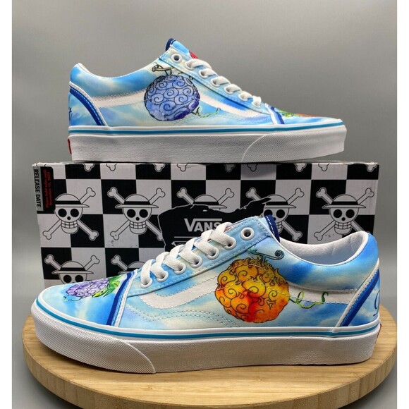 Vans One Piece Devil Fruit Skate Sneaker Old Skool Shoes Blue Mens 7.5 Womens 9 - Picture 1 of 16